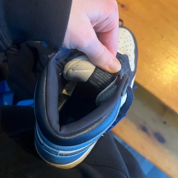 Air Jordan 1 High Top Sneakers in Black, White & Light Blue - Picture 4 of 4